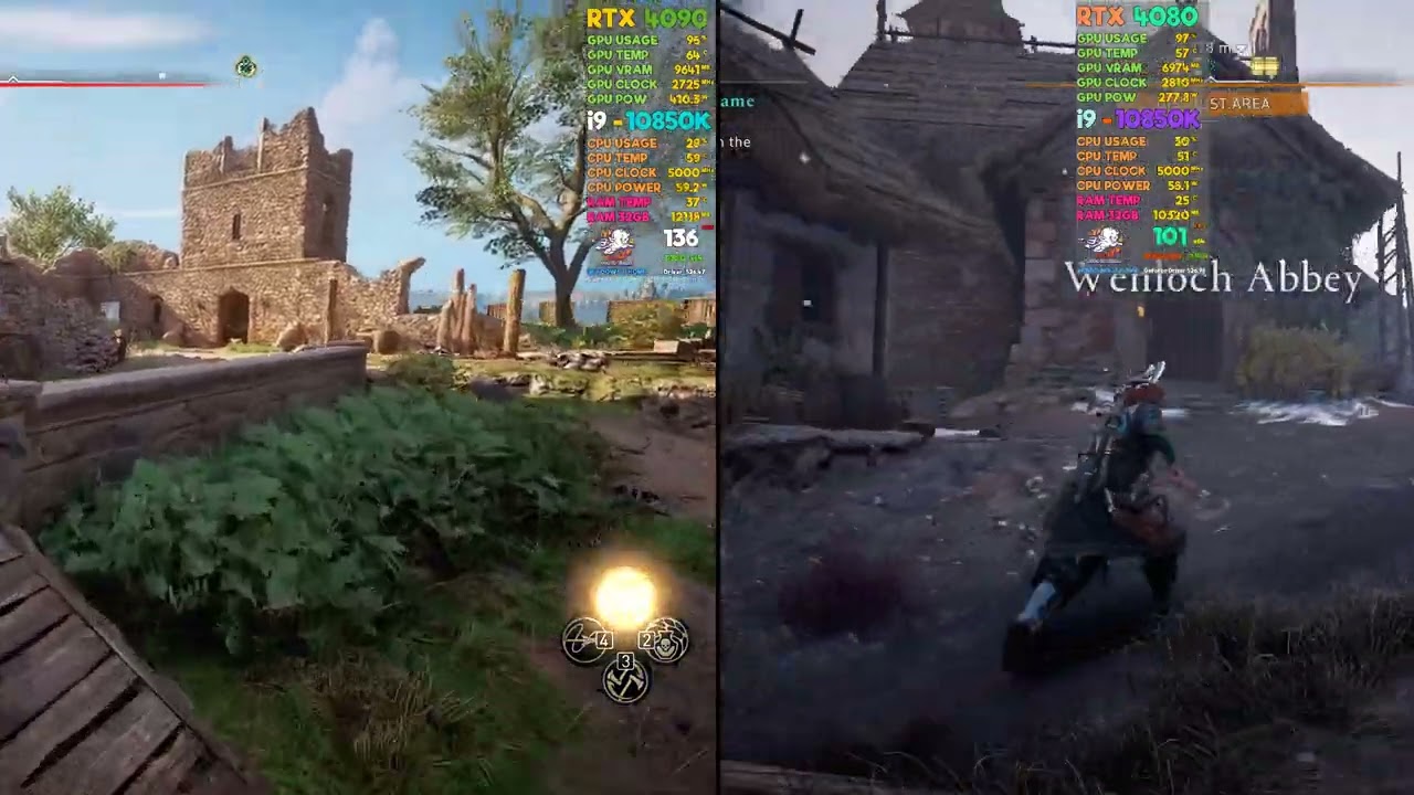 RTX 4090 vs RTX 4080 AC Valhalla