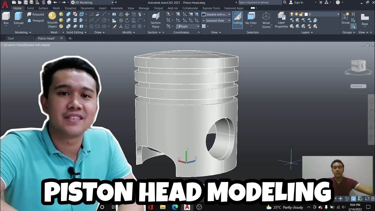 Piston Head Modeling menggunakan AutoCAD