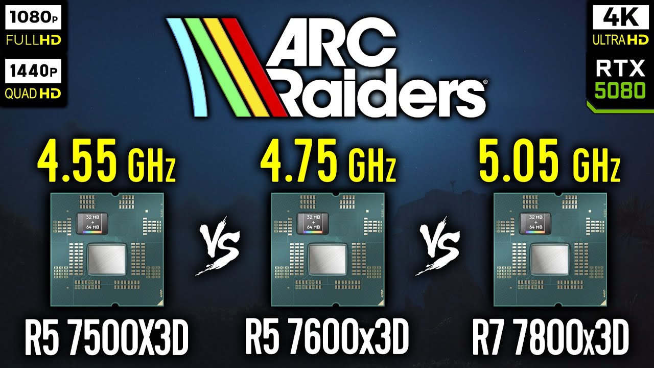 Ryzen 5 7500x3D vs Ryzen 5 7600x3D vs Ryzen 7 7800x3D in ARC Raiders | RTX 5080 [ 1080p, 1440p, 4K ]