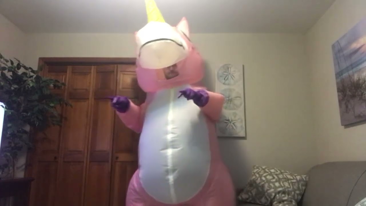 Dancing to Unicorn Land in my inflatable unicorn costume! #pancakemanor #unicornland