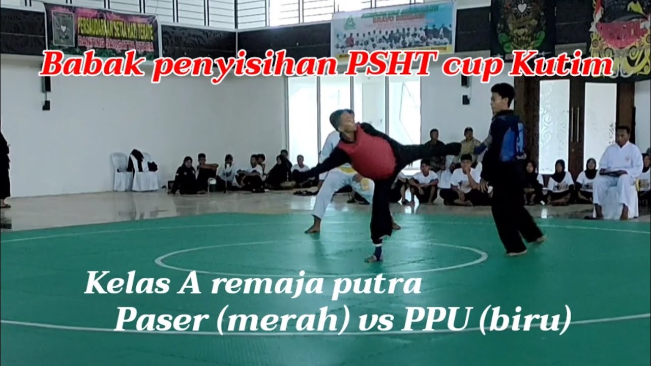 PSHT cup Kutim kelas A remaja putra antara Paser (merah) vs PPU (biru)