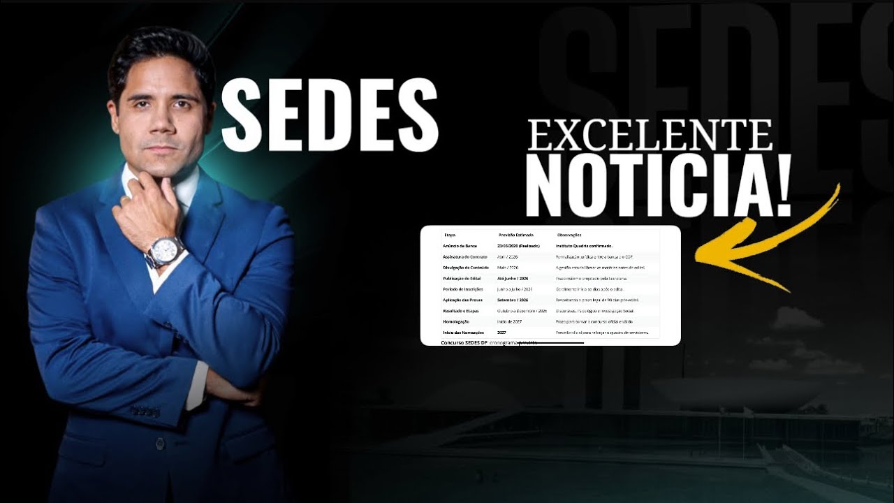 Concurso SEDES: informa&ccedil;&otilde;es sobre data do edital, conte&uacute;dos e prova, banca QUADRIX