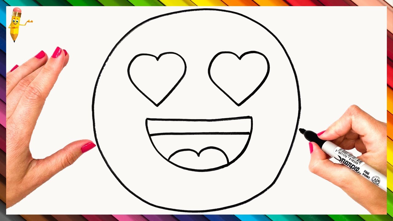 How To Draw A Heart Eyes Emoji Step By Step 😍 Heart Eyes Emoji Drawing Easy