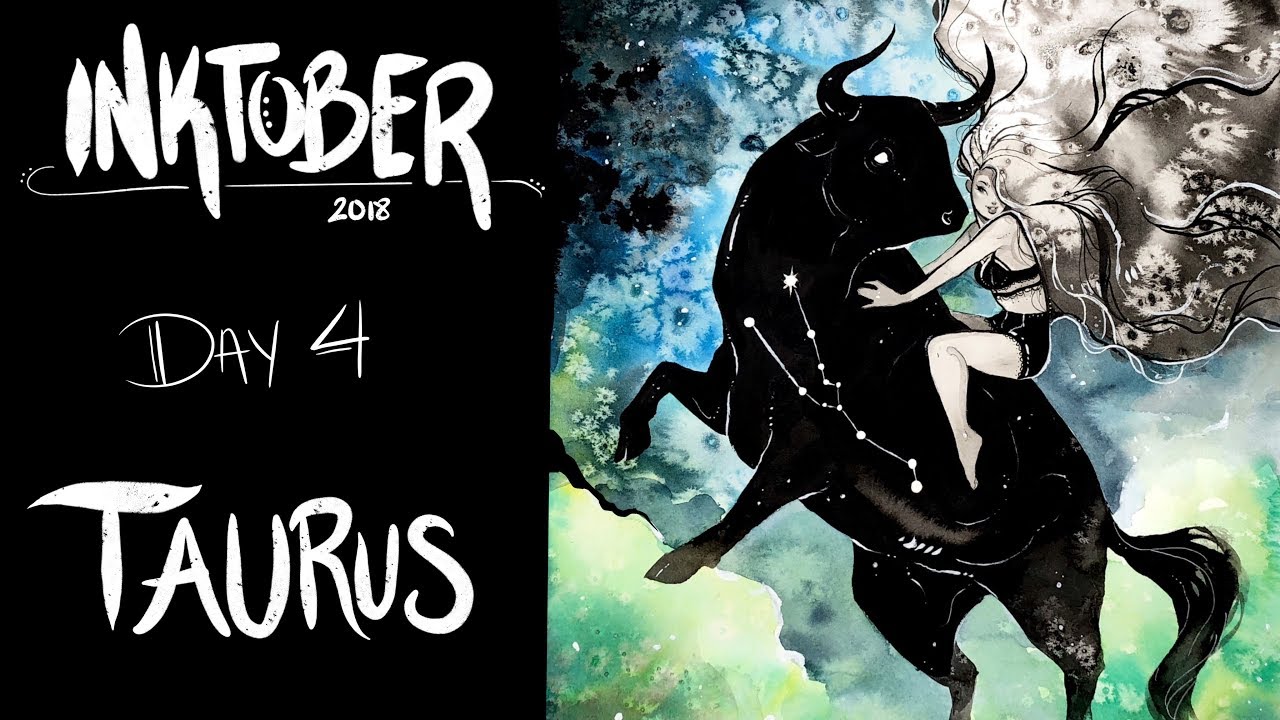 Inktober 2018 ~ DAY FOUR ~ Taurus ~ Watercolor Galaxy Painting and Inking