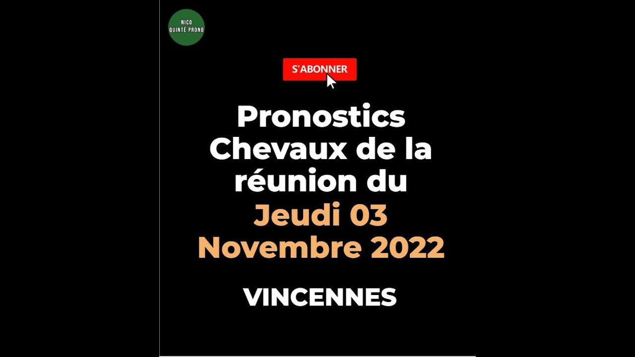 Pronostics Chevaux de la réunion Jeudi 03 Novembre - VINCENNES