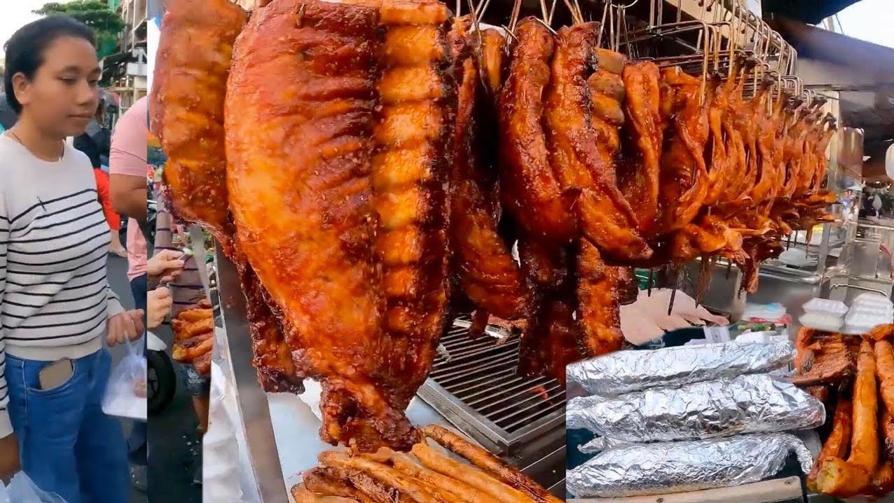 Top 2 Cambodian Street Food Market Tour, Grilled Duck, Pork Rib, Pork Intestine, Fish & More