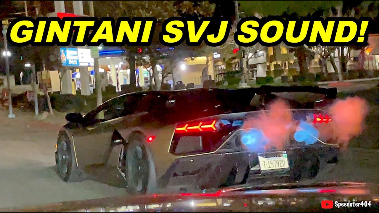 HUGE FLAMES! Chasing Gintani F1 Aventador SVJ Insanely Loud Exhaust Sound! Acceleration & Downshifts