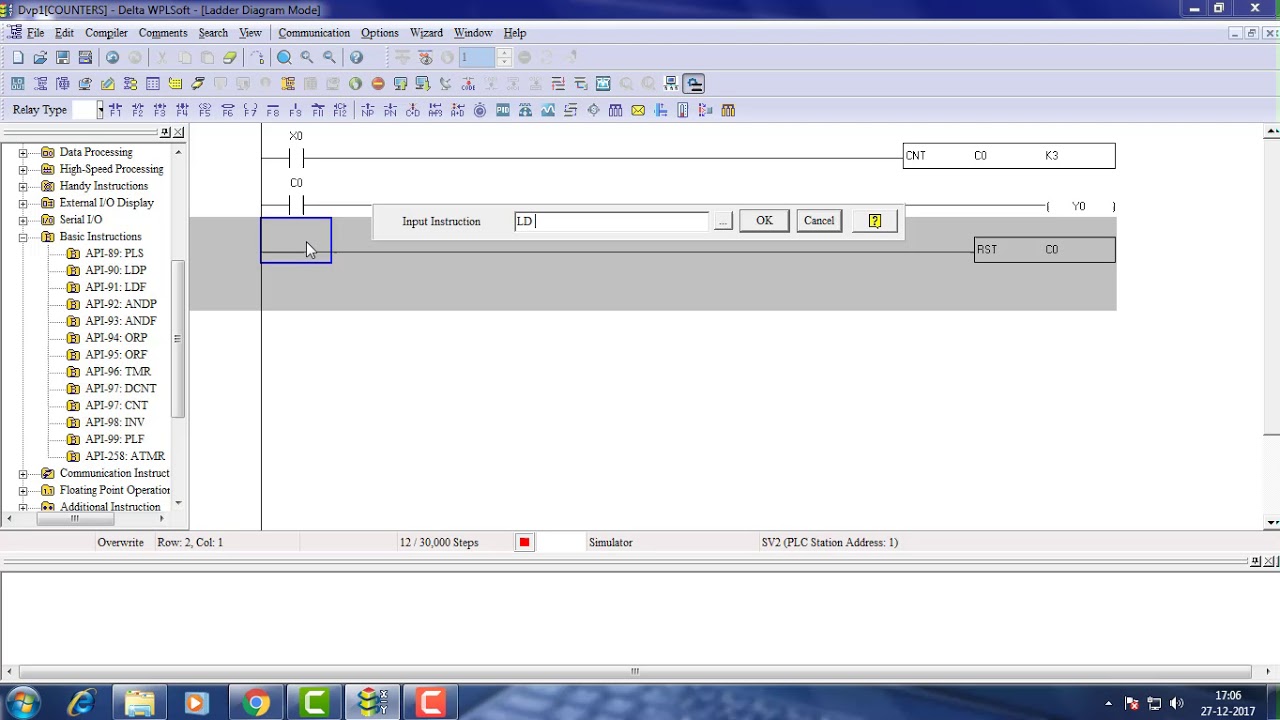 Счетчики DELTA DVP PLC с использованием WPLSoft
