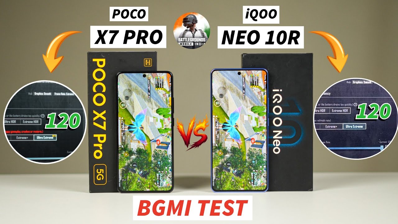 POCO X7 PRO vs iQOO NEO 10r - 120 FPS BGMI Test, Battery and Heating Test || Shocking😱#iqoo #poco 
