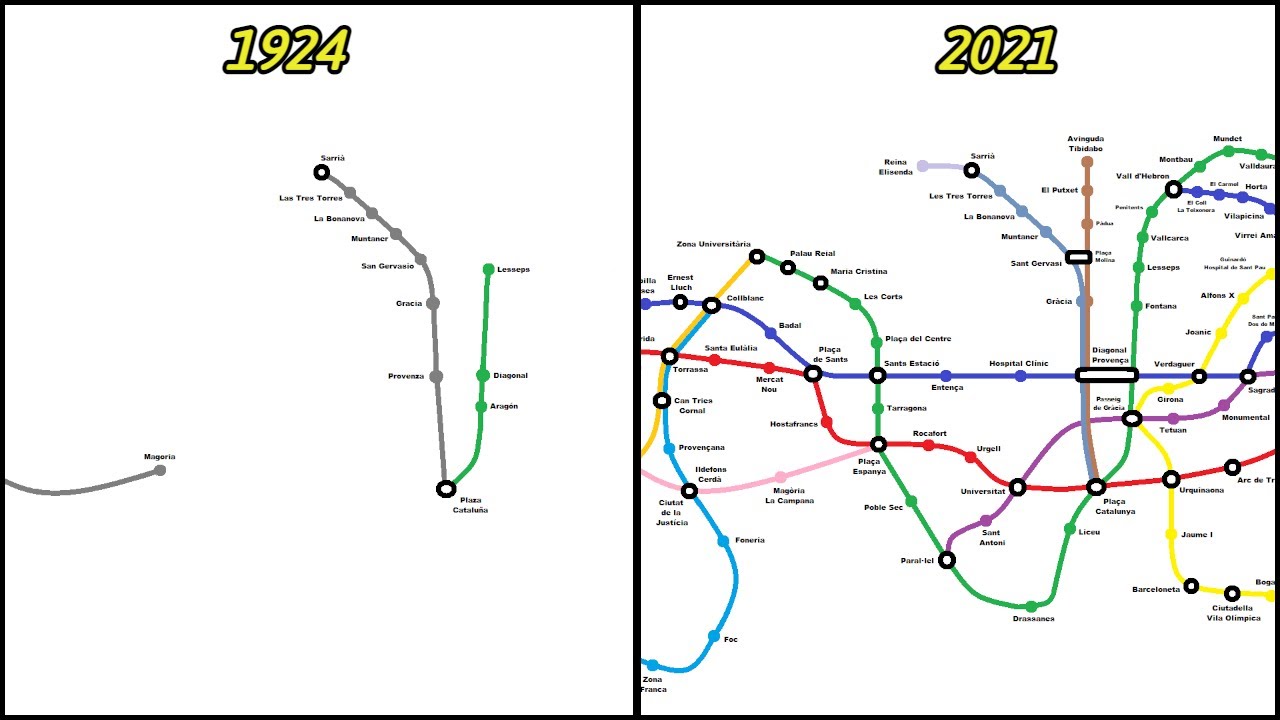 Эволюция метро Барселоны : 1924 - 2021