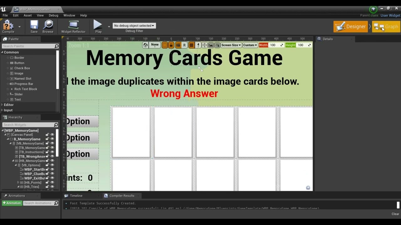 UE4/UE5 Memory Cards Game - Background Game and Back of Image Cards Customization