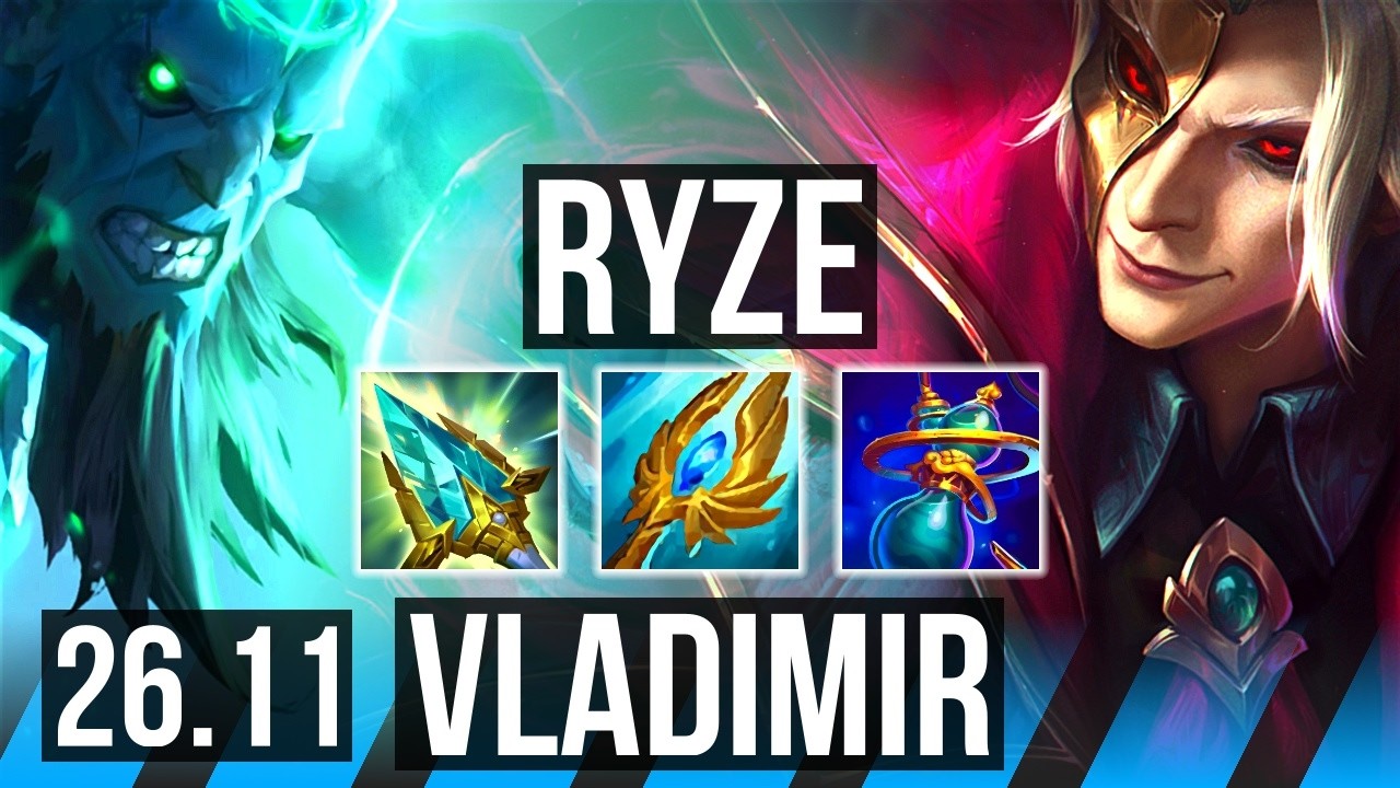 RYZE vs VLADIMIR (MID) | Good KDA: 10/1/15, 52K damage | KR Challenger | 26.11