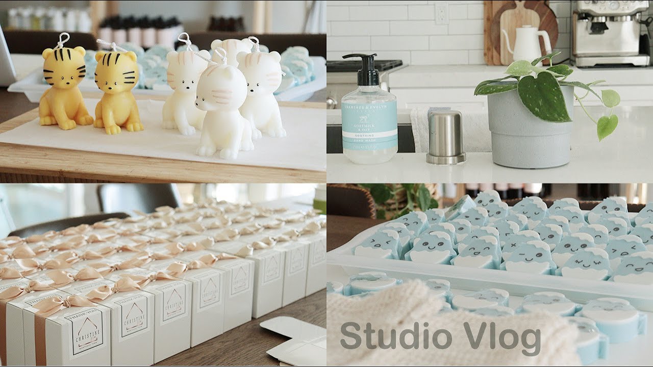 [Studio Vlog #7] Making Tiger Candle, Custom Soy candles, Baby Shower Soaps, No talking, Calm