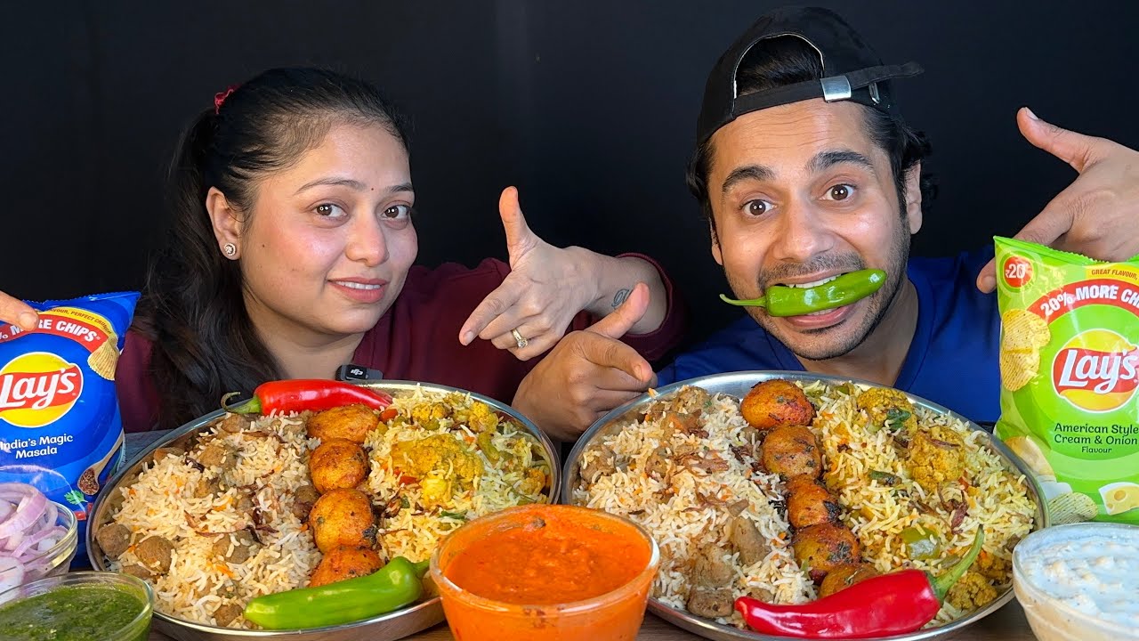 Eating HyderabadiBriyani With Chutney & Raita | Homemade Food | Mukbang 