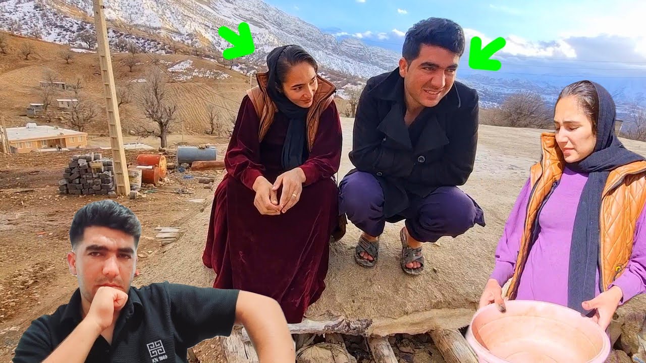 Amir and Fatemeh's romantic day in the snow | Hot breakfast, local bread and love ❄️❤️