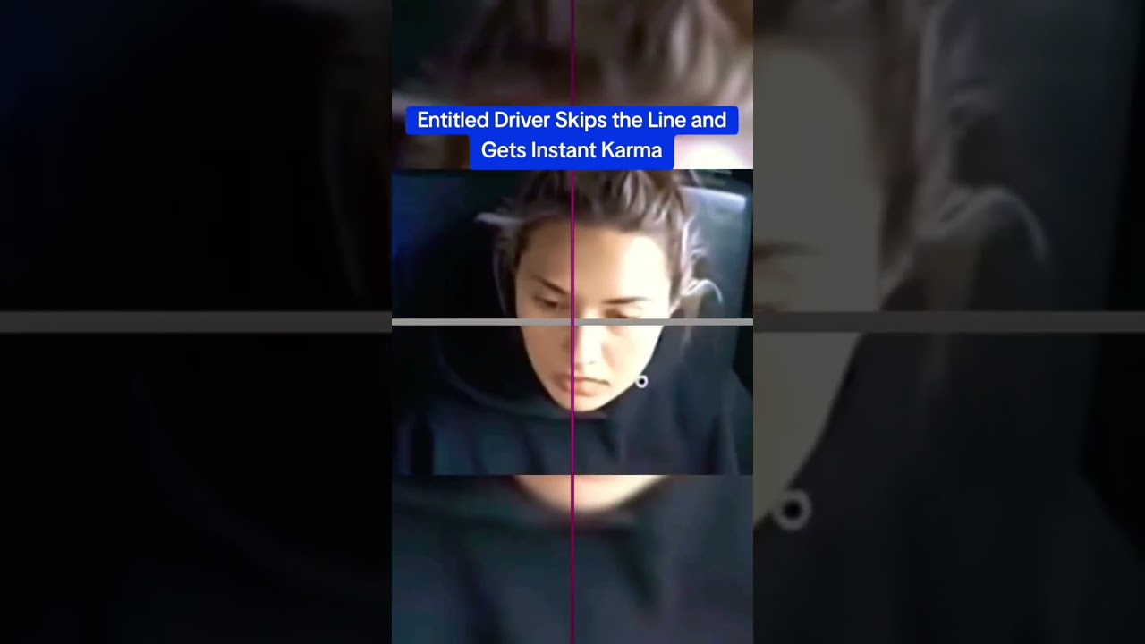 Entitled driver skips the line and gets instant karma 😂 