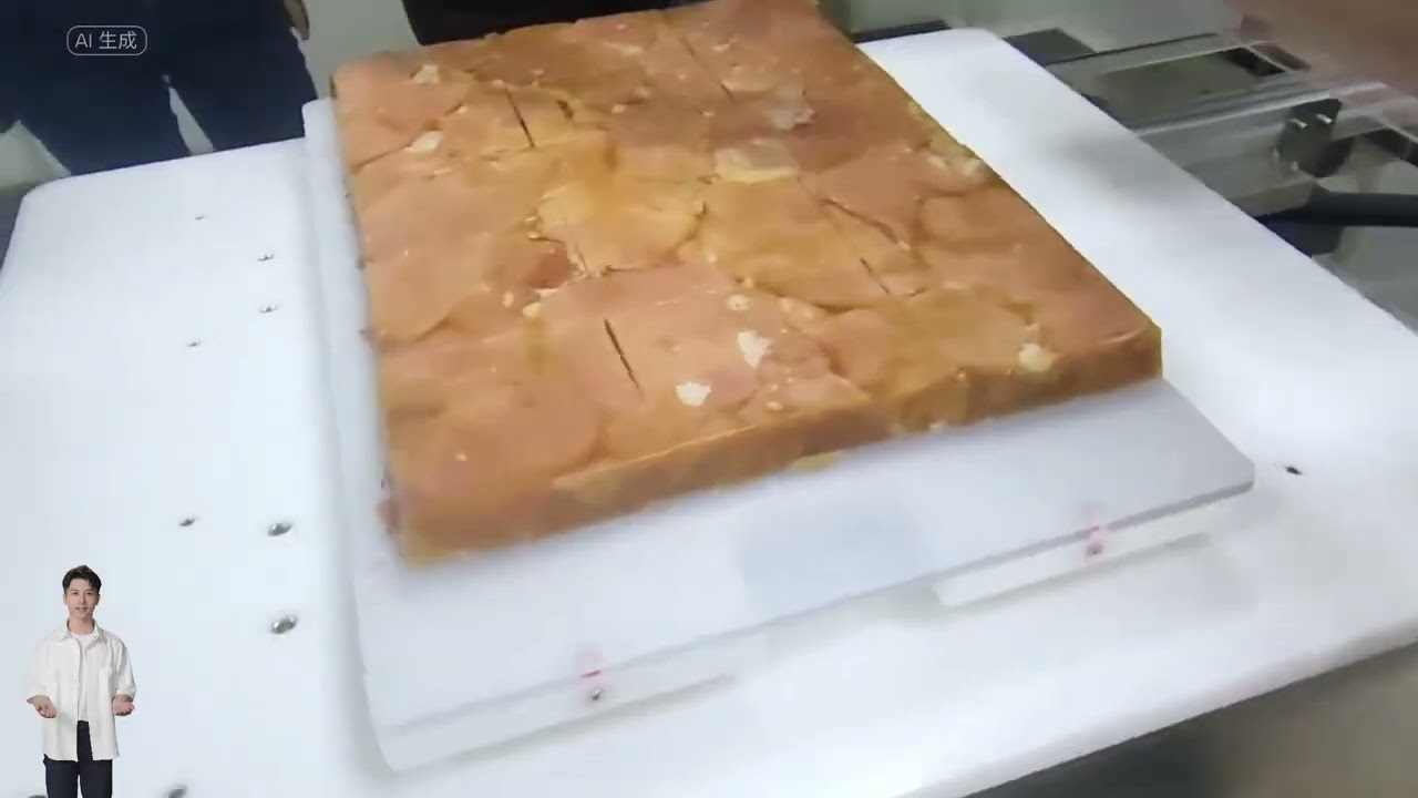 Pig skin jelly manual cutting VS ultrasonic cutting progress