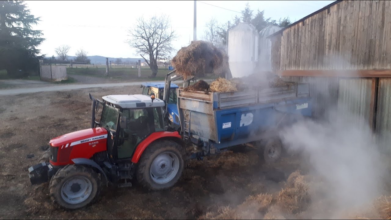 massey ferguson 5455 dyna 4 au transport de fumier 2020 (pure sound)