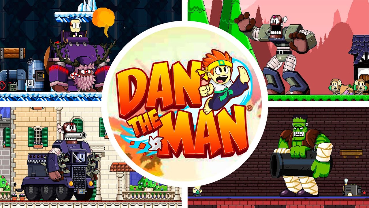 Dan The Man | All Bosses [1- 5 + DLC] 4K (60FPS)