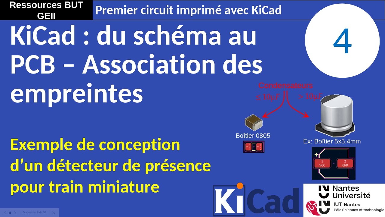 Premier PCB avec KiCad 8. 4 : Du schéma au PCB. Association des empreintes