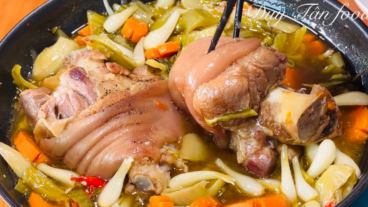 Bắp giò nấu cải chua dưa kiệu món ăn miền tây ngon hết sảy