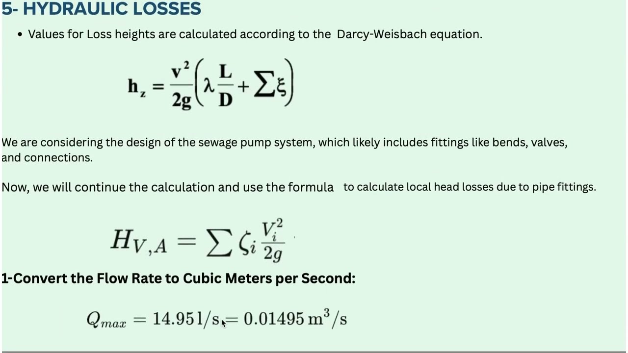 Sewage Pump Design and calculation  Explained