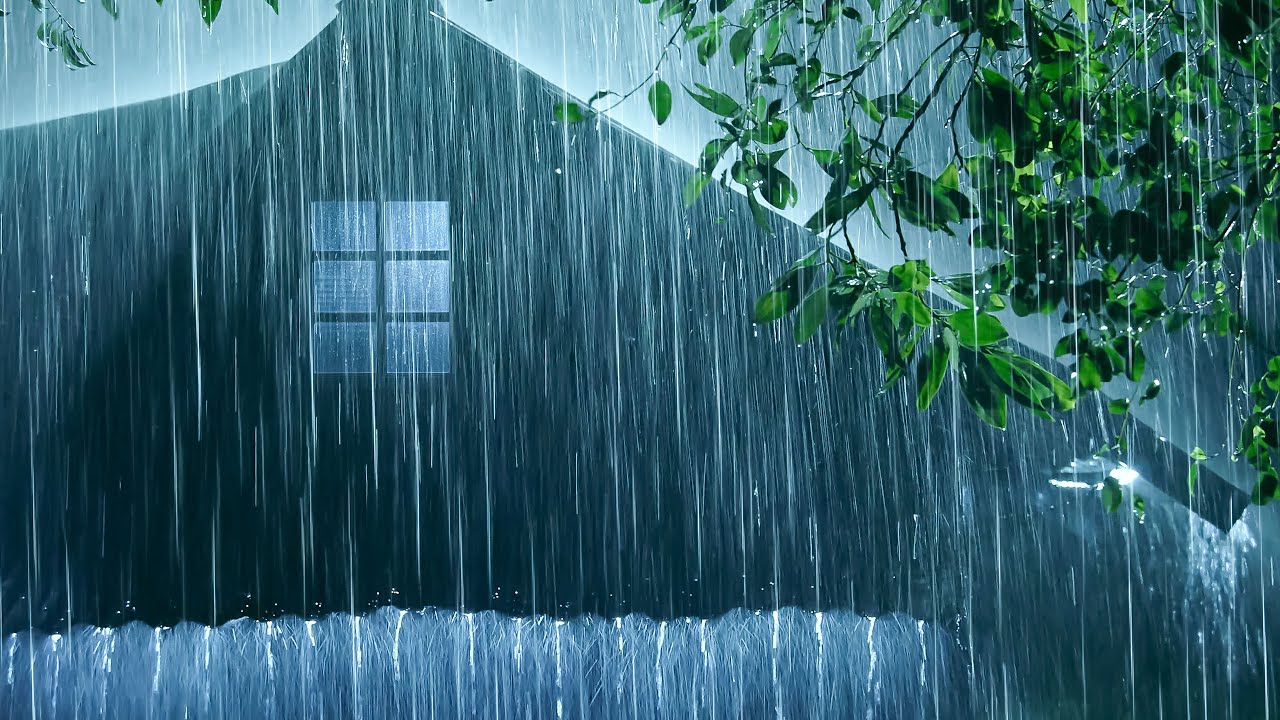 Night Thunderstorm Rain Sounds for Sleeping | Real Heavy Rain on a Tin Roof & Intense Thunder