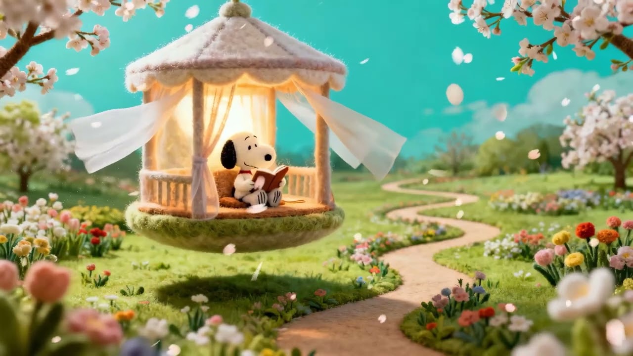 ☕ Quiet Spring Reading with Snoopy | Soft Lofi Jazz for Studying