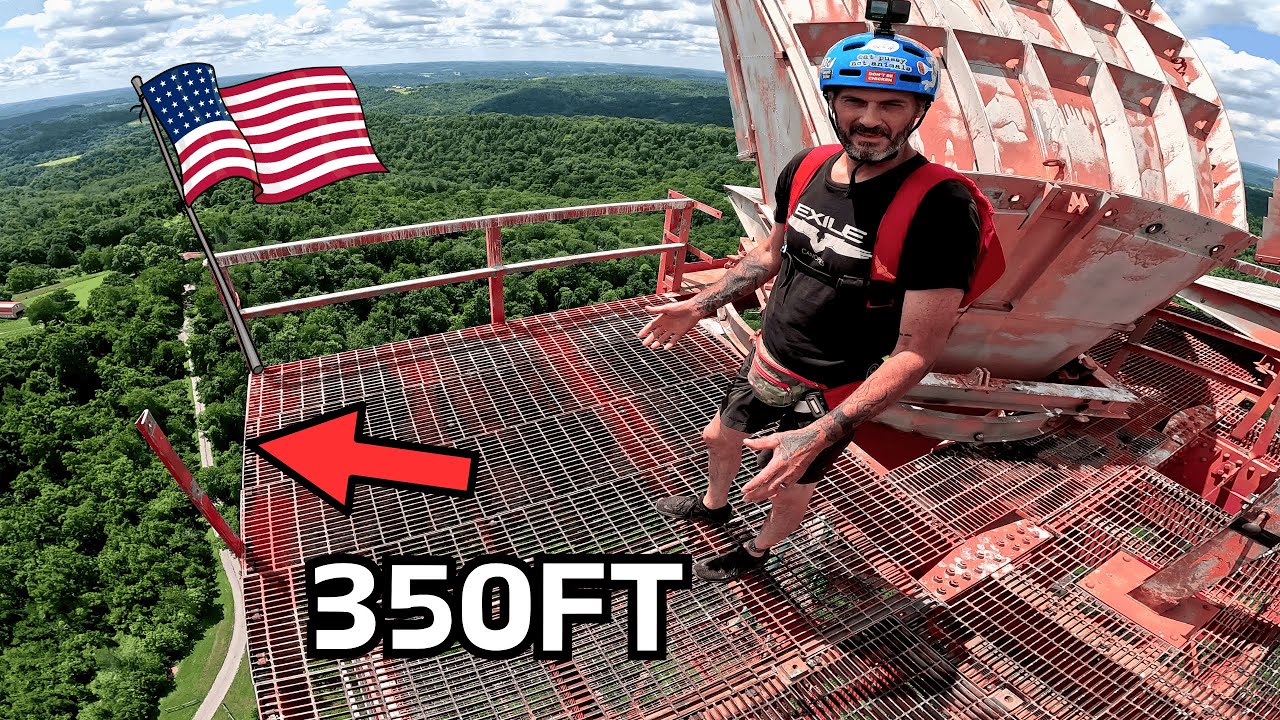 Windy BASE JUMP From An Abandoned Radio Tower