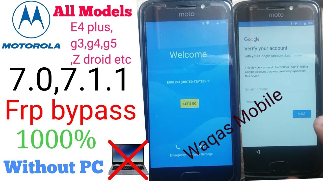 Moto All Models 7.0,7.1,7.1.1 frp bypass Without PC 2018 | 100% Work Motorola E4,Z droid,g3,g4,g5,g6