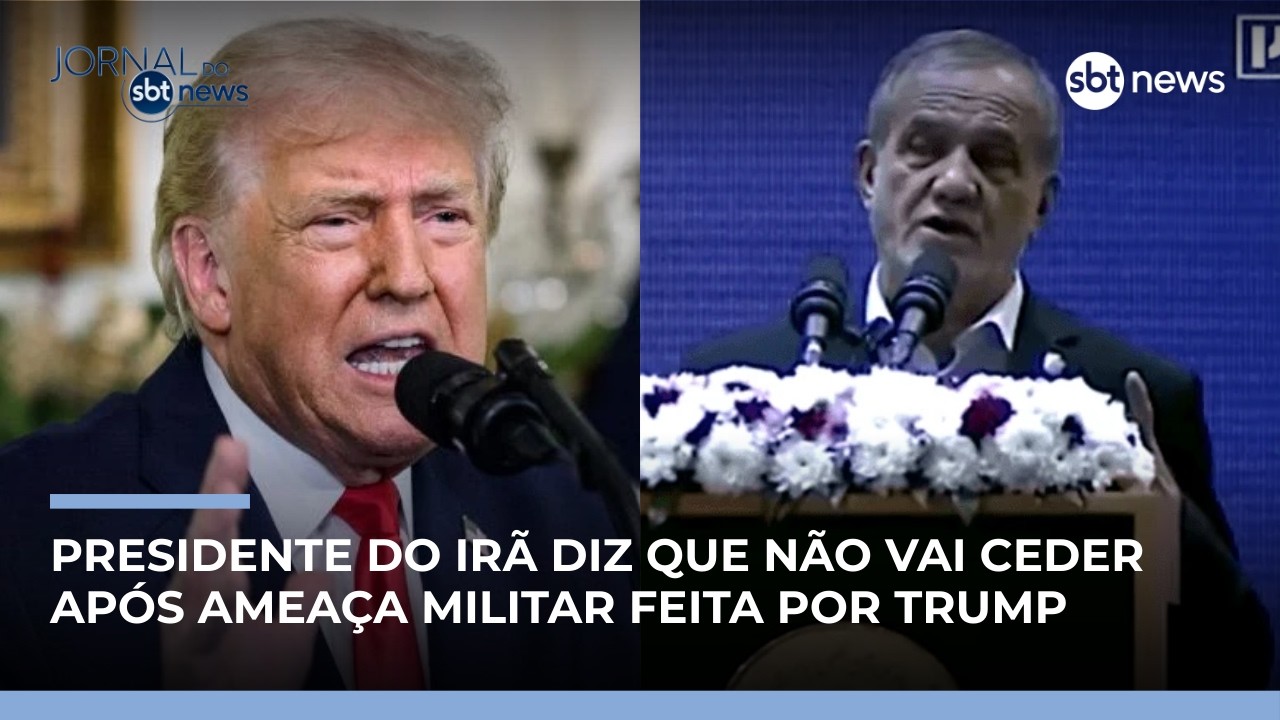 Presidente do Irã diz que não vai ceder após ameaça militar feita por Trump | #JornaldoSBTNews