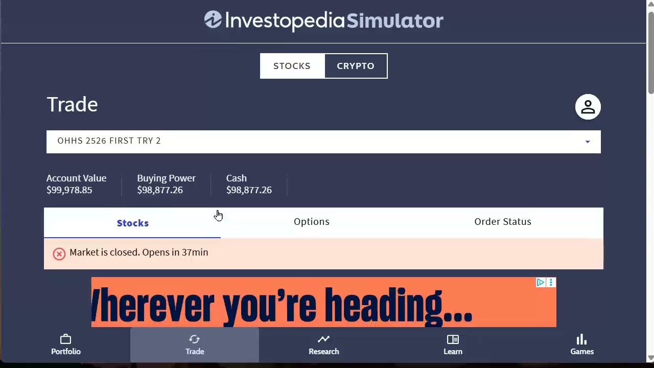 Investing Stocks Bonds Index Funds Options Puts Calls - Investopedia Simulator