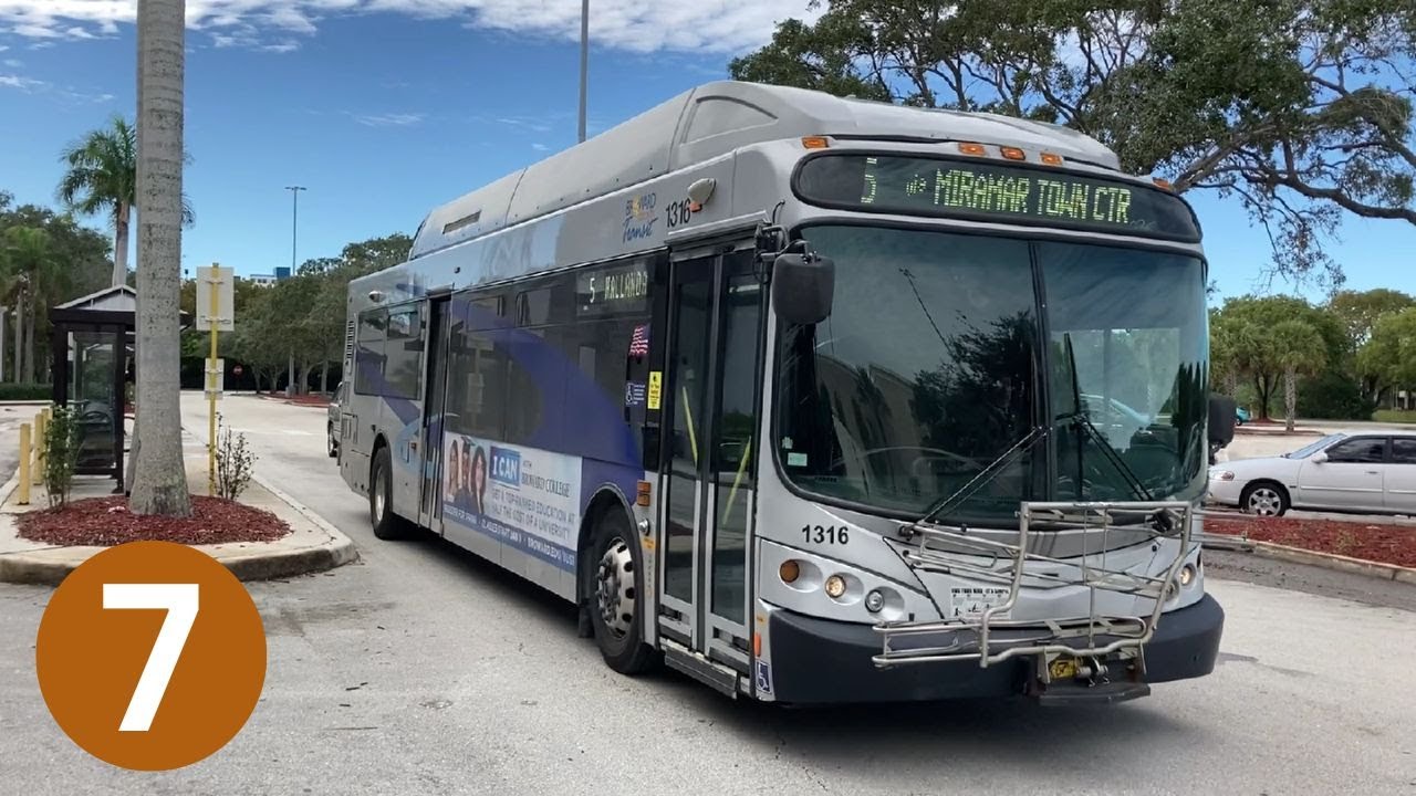 Riding Broward County Transit Bus 7, Century Village to Flamingo Rd & Pines Blvd, 2013 NABI 40-LFW