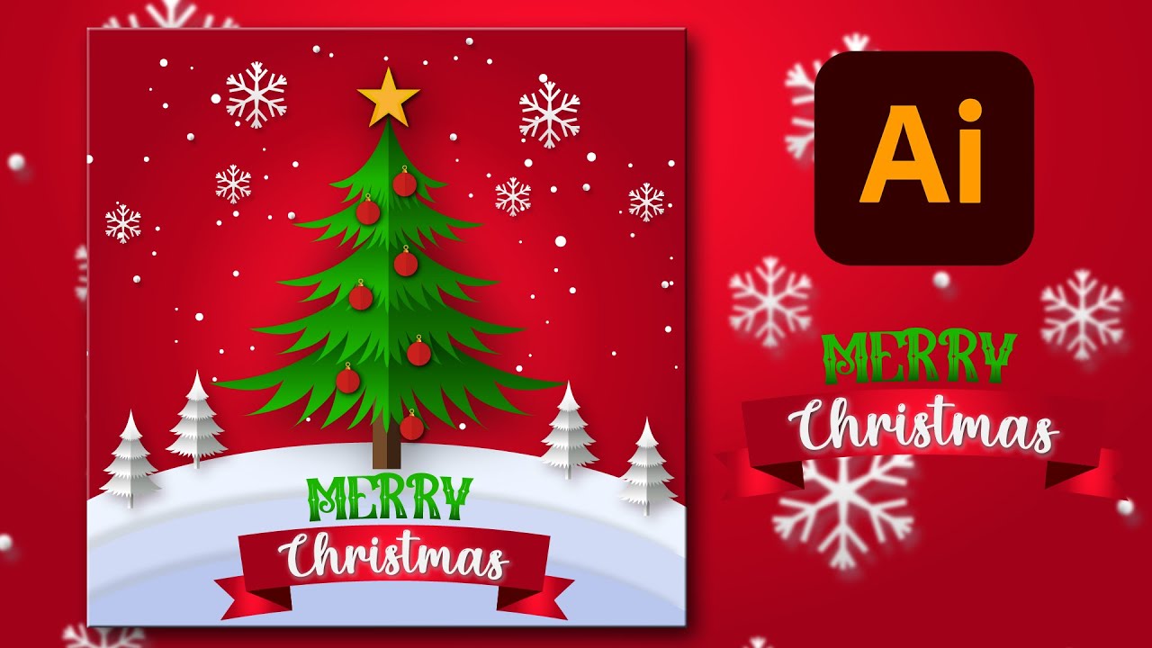 Illustrator CC Tutorial | Graphic Design | Christmas Greeting Card