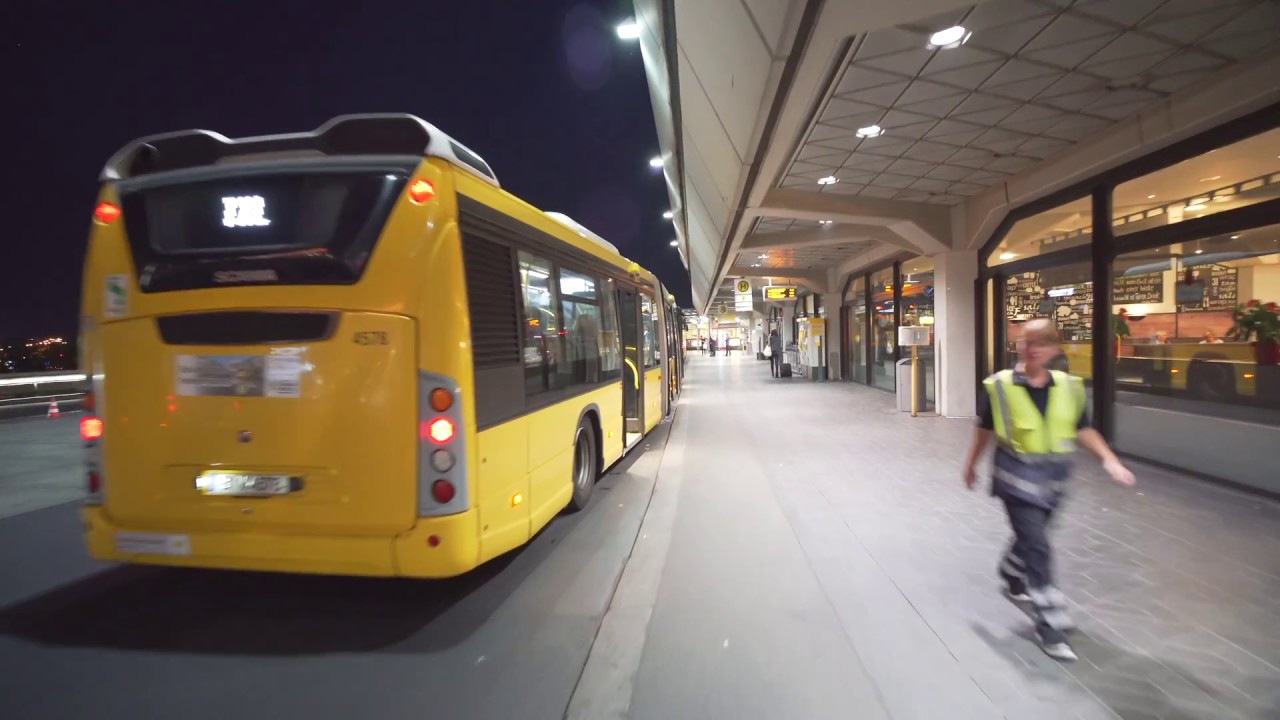 Germany, Berlin, bus TXL night ride from Tegel Airport to Beusselstraße