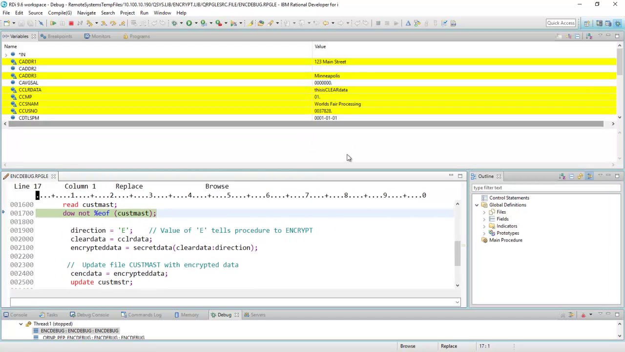RDi 9.6 Intro to RPG debugging and code coverage - Part 1