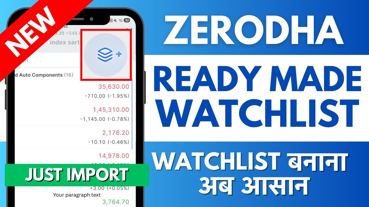 Zerodha New Feature - Ready To Use Watchlist
