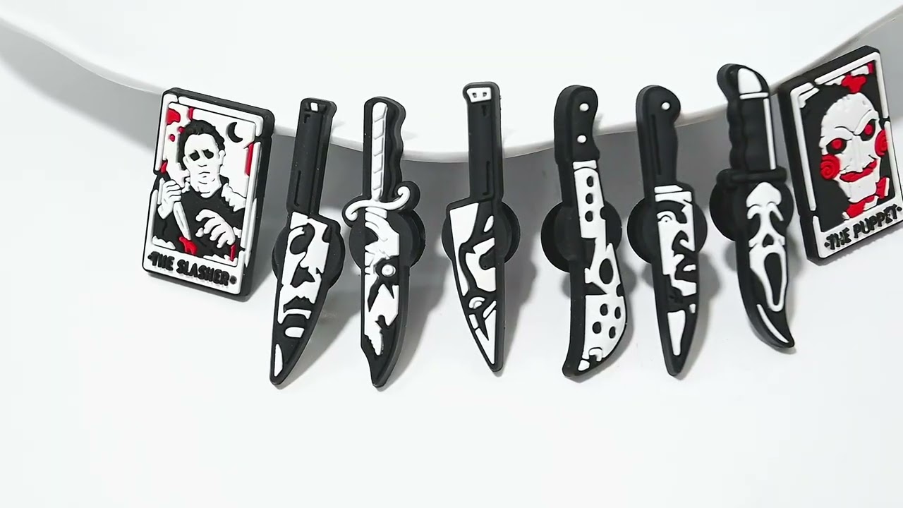 Horror Halloween Theme Shoe Charms Mixed Terror Tarot Card Halloween Skull Witch Knife Shoes Charm
