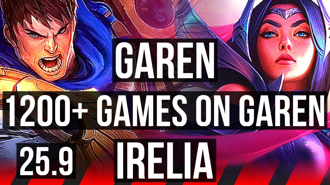 GAREN vs IRELIA (TOP) | 7 solo kills, 8/1/1, 1200+ games, Godlike | KR Master | 25.9