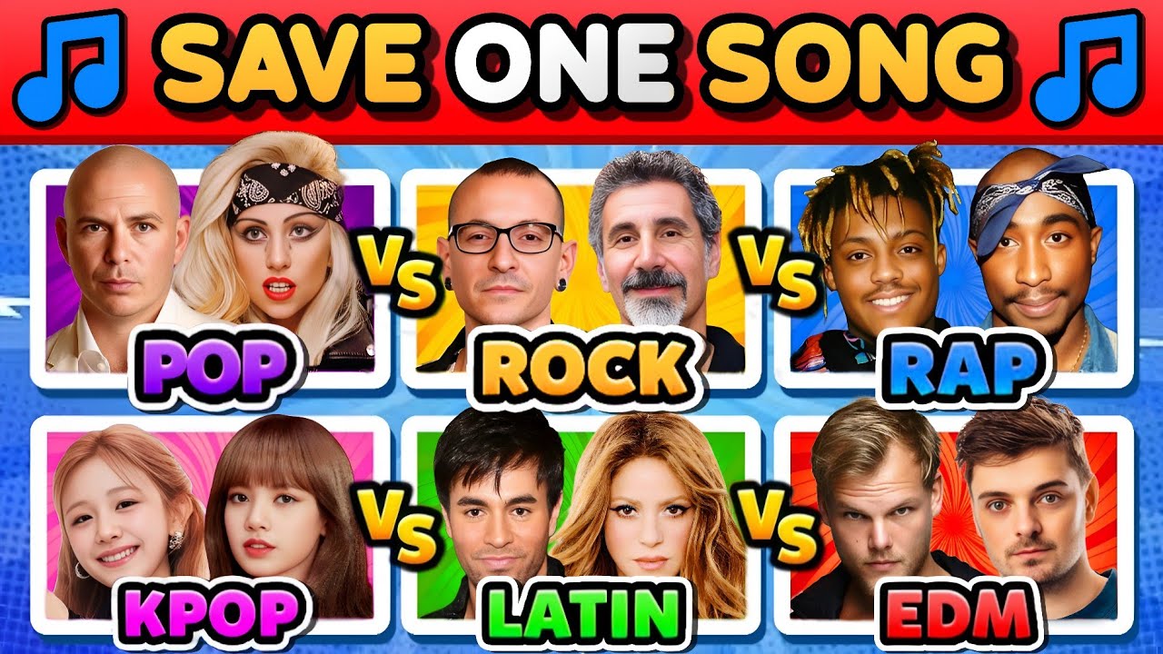 POP vs ROCK vs RAP vs KPOP vs LATIN vs EDM 🔥Epic Genre Battle - SAVE ONE SONG | Music Quiz Challenge