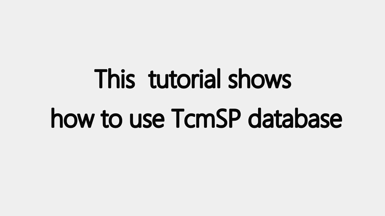How to search the TCMSP database