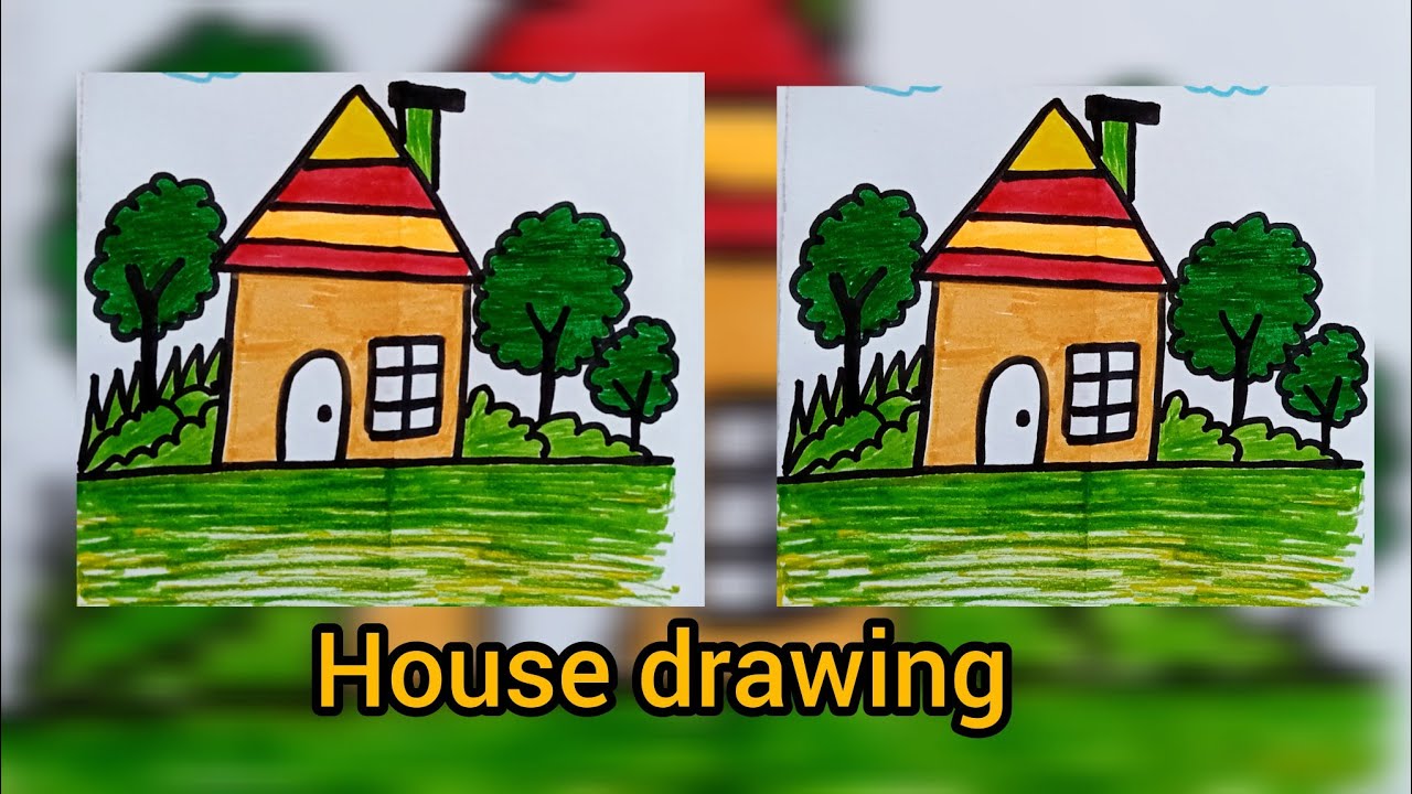 House Drawing 🏠/ How to Draw a House 🏠// House Scenery Drawing Easy 😊