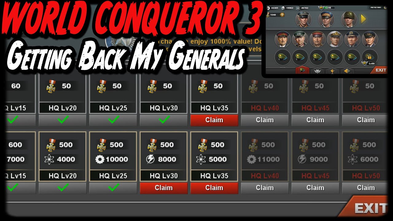 ALMOST BACK TO WHERE I WAS! Ready For The Update World Conqueror 3