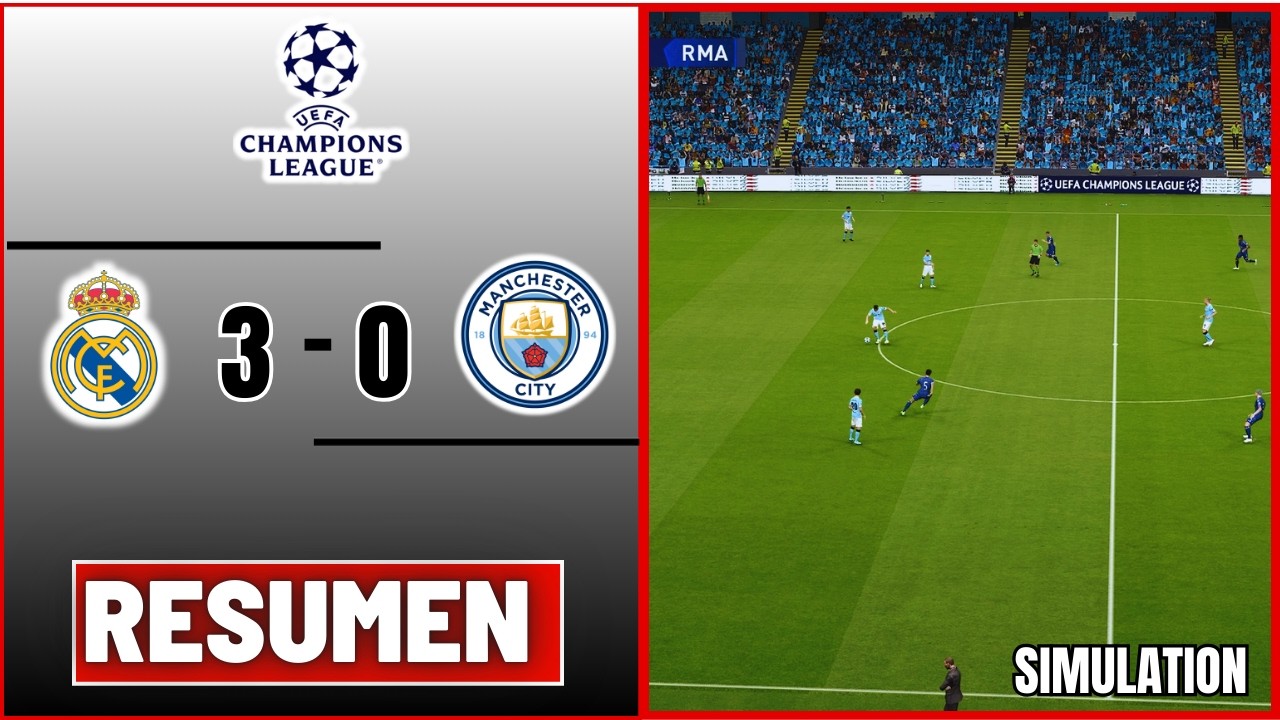 🔴 REAL MADRID VS MANCHESTER CITY EN VIVO / CHAMPIONS LEAGUE  PARTIDO SIMULADO