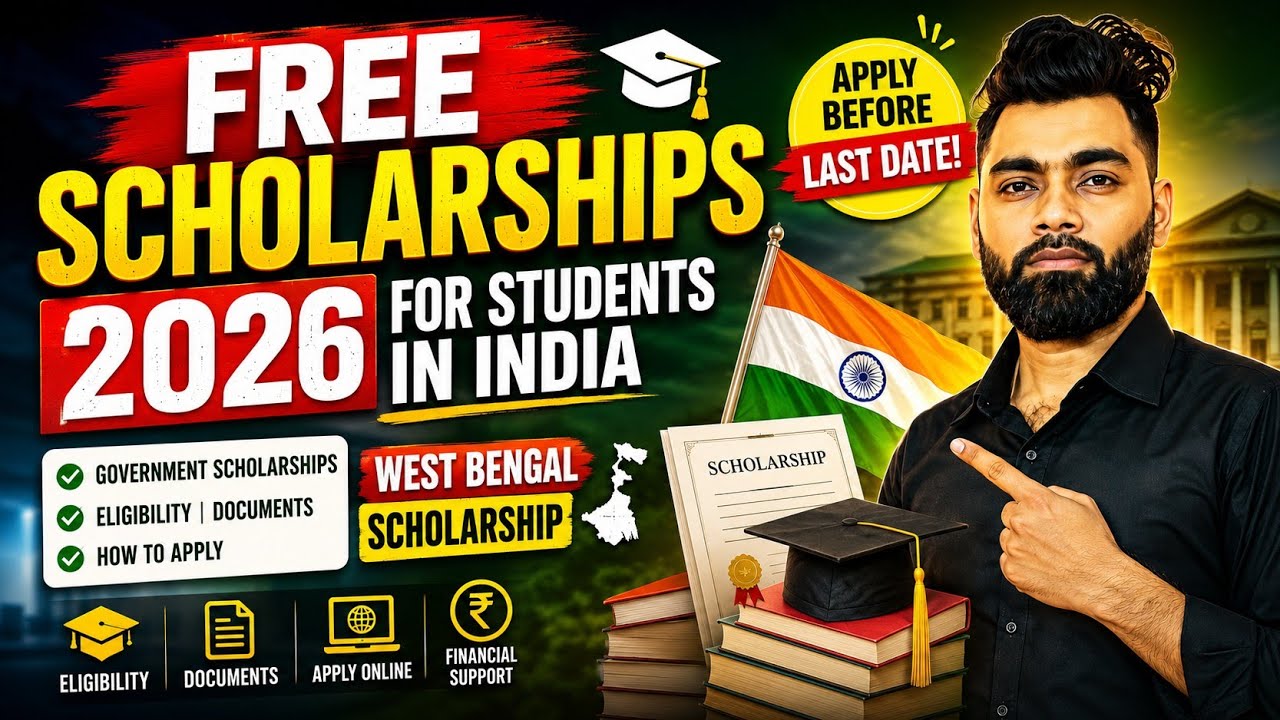 FREE Scholarships 2026 for Students in India | West Bengal Scholarship | Apply Before Last Date!