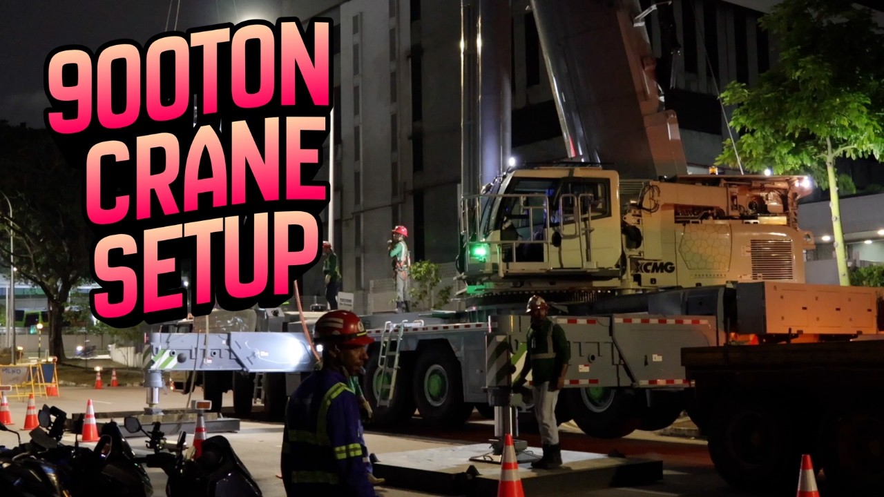 Setting Up Giant XCMG 900 Ton Crane on Singapore Road | XCMG XCA900L8