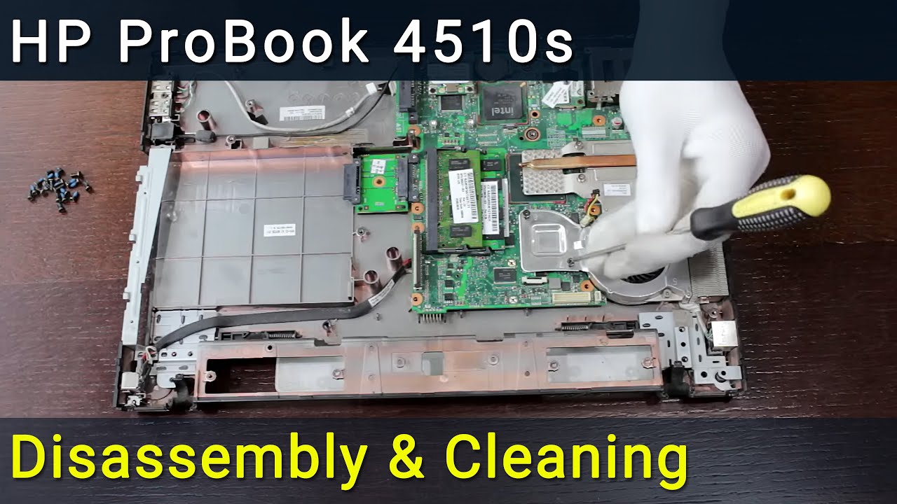 HP ProBook 4510s Разборка, чистка вентилятора от пыли и замена термопасты
