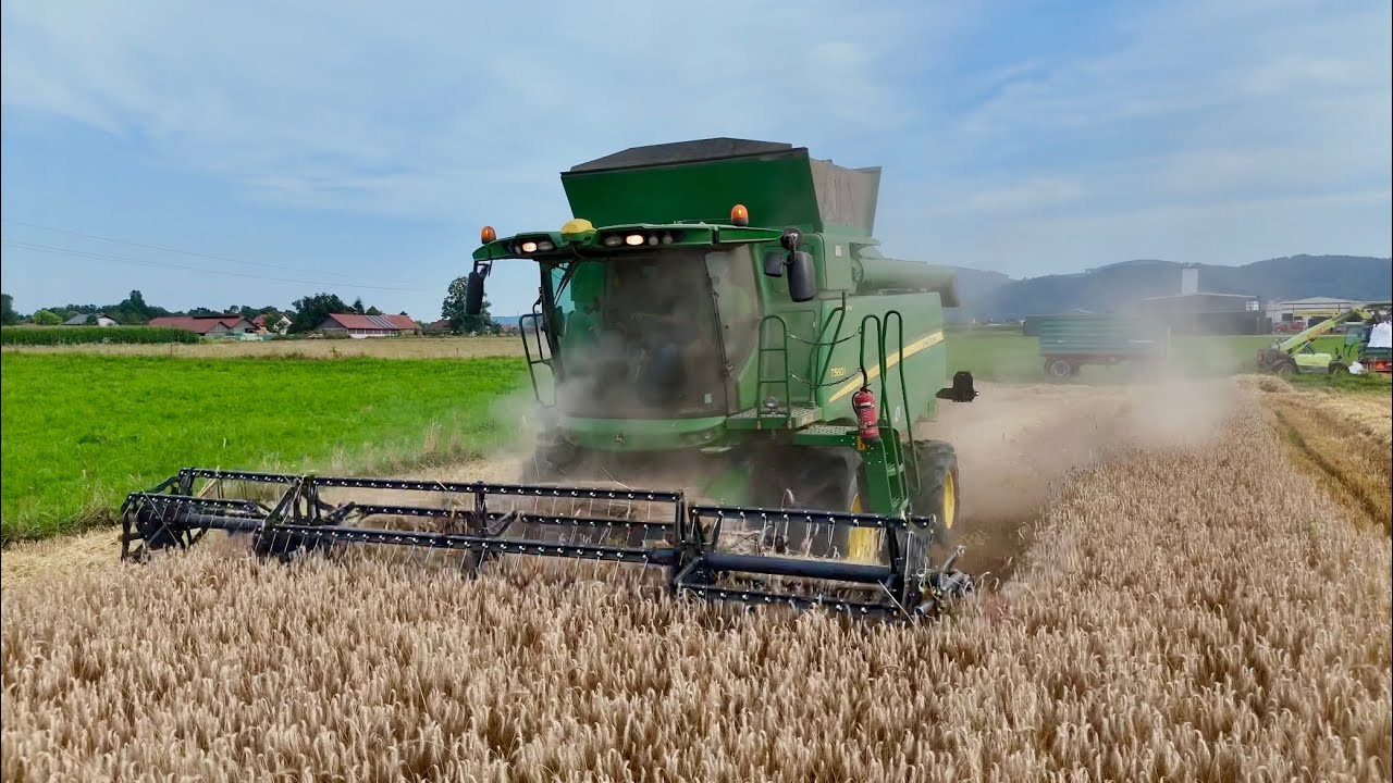 Žetev tritikale in baliranje slame 🚜🌾🤩 #harvesting #balling #johndeere
