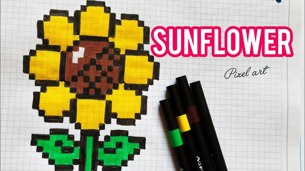Піксельний соняшник 🌻 Малюнок по клітинках. Pixel Sunflower 🌻 Easy Grid Drawing | Pixel Art