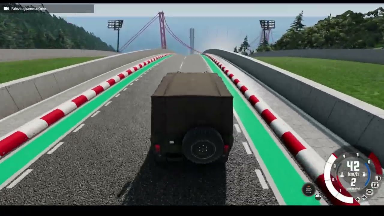 Ich fahre in BeamNG die sprungschanze....